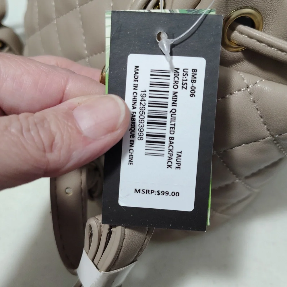 Michael Kors Quilted Taupe Chain-Handle Backpack